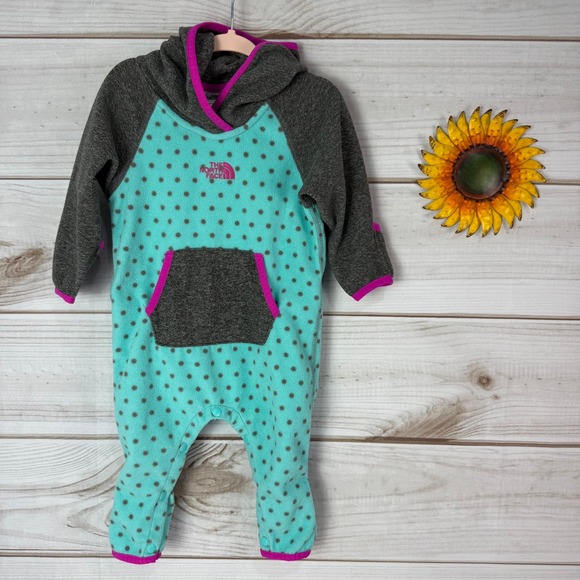 The North Face Infant Glacier Fleece Hooded One-Piece Jacket 3-6M - Picture 1 of 4